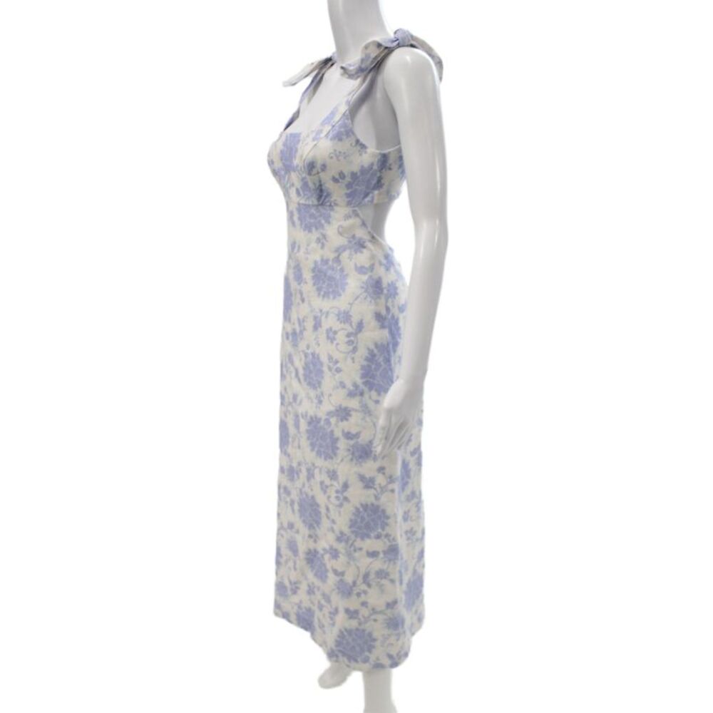 Zimmermann Women Maxi Sundress Beige Floral Midcalf Square Neck Size 0 - Picture 2 of 7